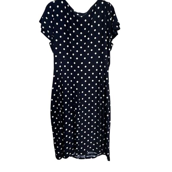 Ralph Lauren Women's Navy Cream Polka Dot Flutter Sleeves Midi Dress Size 22 - Picture 1 of 14